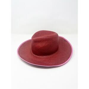 Sissy Light Maroon Two Tone Straw Hat Sz M